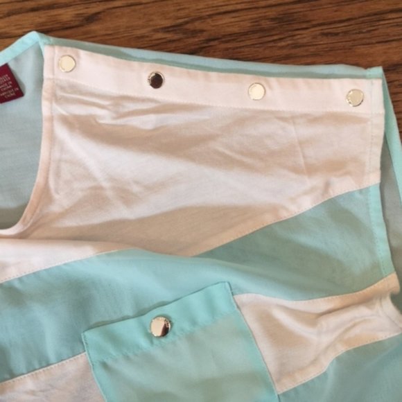 Ted Baker Shirt Blue Off-White Striped Sheer 2 - Picture 3 of 8